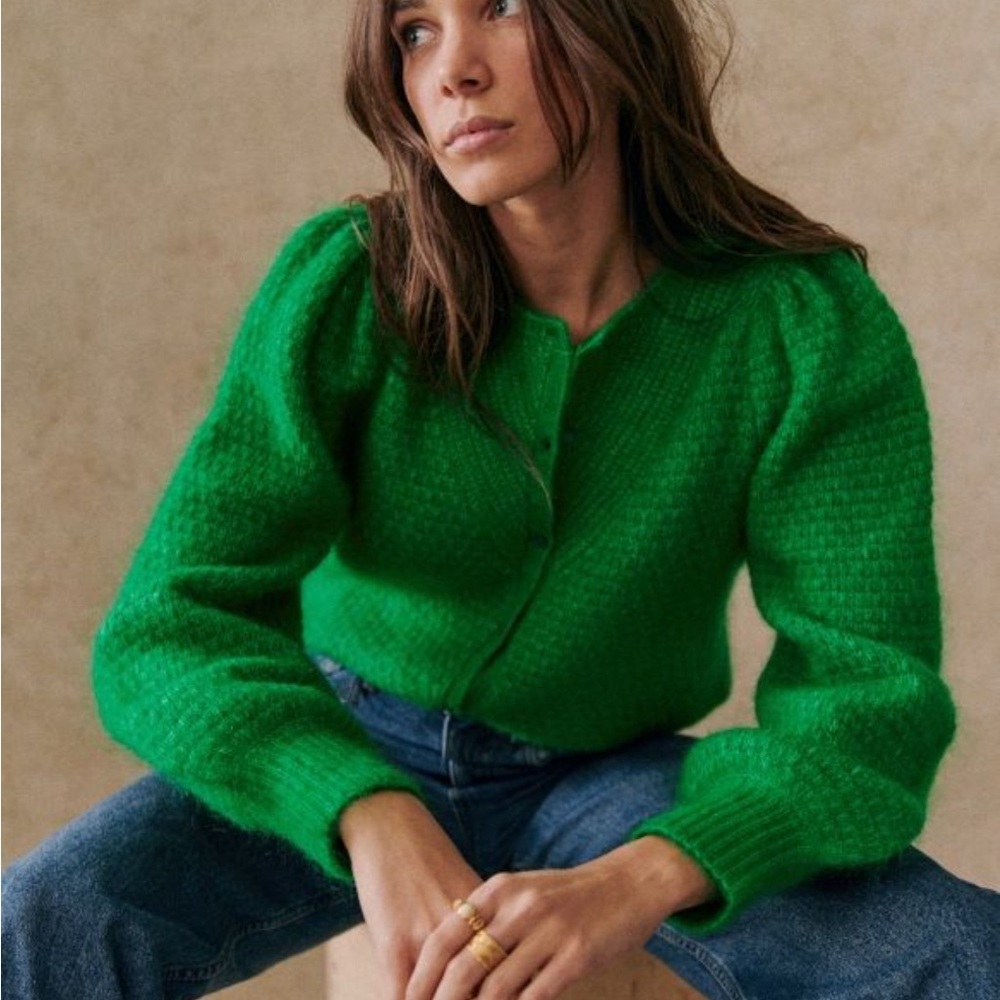 Sezane Vibrant Green Cardigan